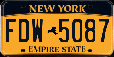 NY license plate FDW5087