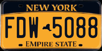 NY license plate FDW5088