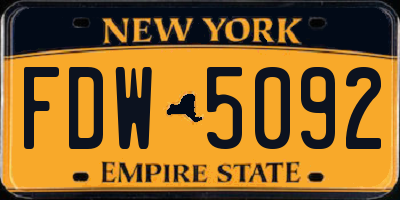 NY license plate FDW5092