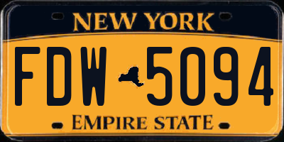 NY license plate FDW5094