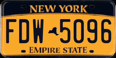 NY license plate FDW5096