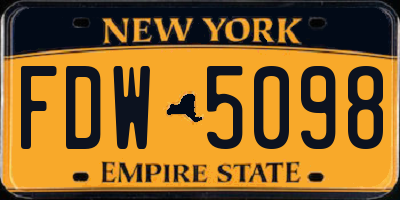 NY license plate FDW5098