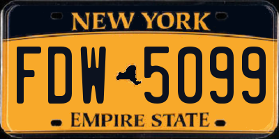 NY license plate FDW5099