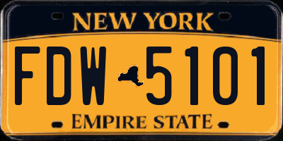 NY license plate FDW5101