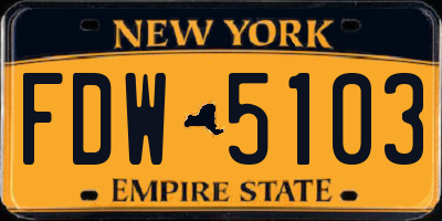 NY license plate FDW5103