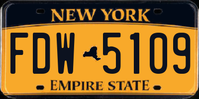 NY license plate FDW5109