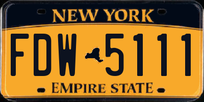 NY license plate FDW5111