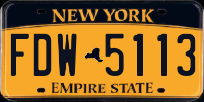 NY license plate FDW5113