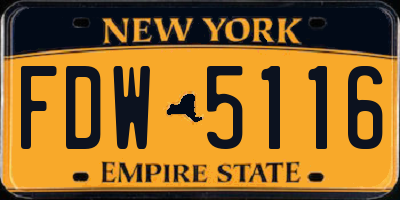 NY license plate FDW5116