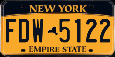 NY license plate FDW5122