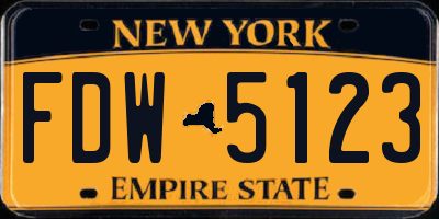 NY license plate FDW5123