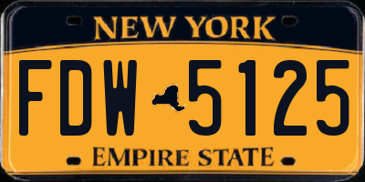 NY license plate FDW5125