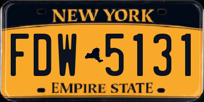NY license plate FDW5131