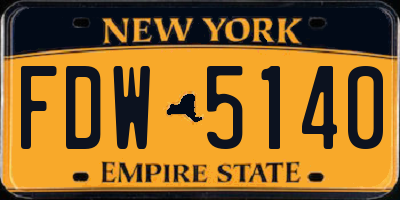 NY license plate FDW5140