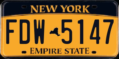 NY license plate FDW5147