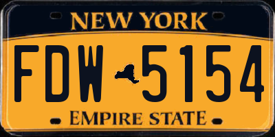 NY license plate FDW5154