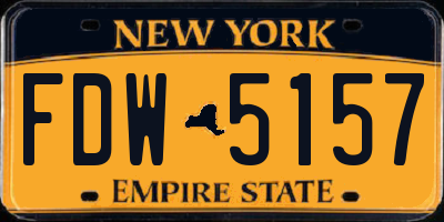 NY license plate FDW5157
