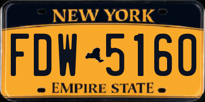 NY license plate FDW5160