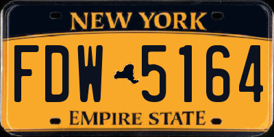 NY license plate FDW5164