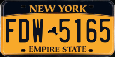 NY license plate FDW5165
