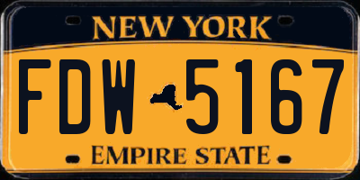 NY license plate FDW5167