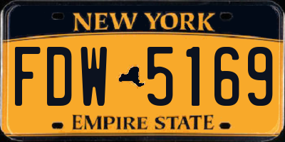 NY license plate FDW5169