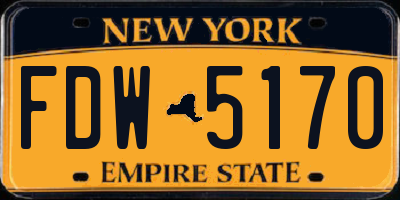 NY license plate FDW5170