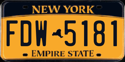NY license plate FDW5181