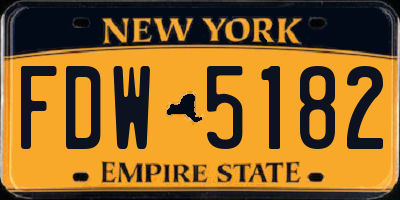 NY license plate FDW5182