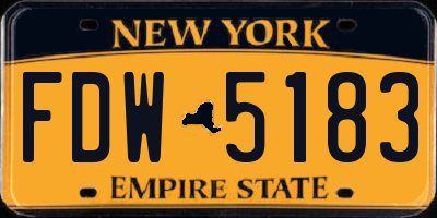 NY license plate FDW5183