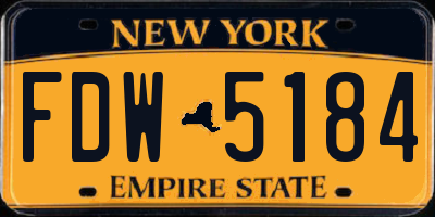 NY license plate FDW5184