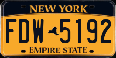 NY license plate FDW5192