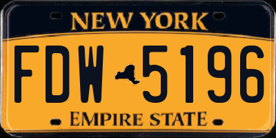 NY license plate FDW5196