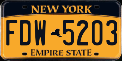 NY license plate FDW5203