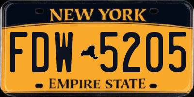 NY license plate FDW5205