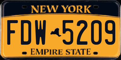 NY license plate FDW5209