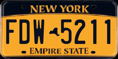 NY license plate FDW5211