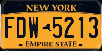 NY license plate FDW5213