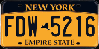 NY license plate FDW5216