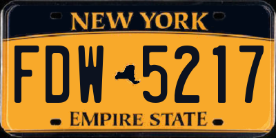 NY license plate FDW5217