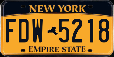 NY license plate FDW5218