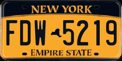 NY license plate FDW5219