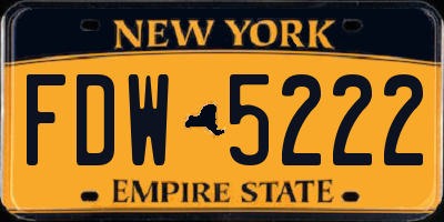 NY license plate FDW5222