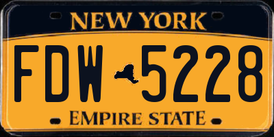 NY license plate FDW5228