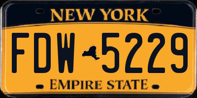 NY license plate FDW5229