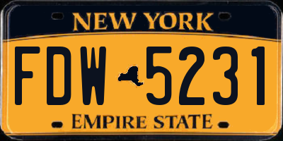 NY license plate FDW5231