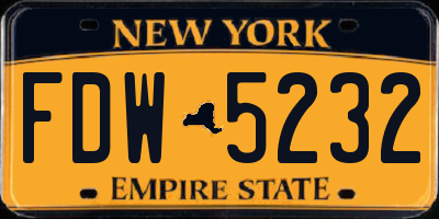 NY license plate FDW5232