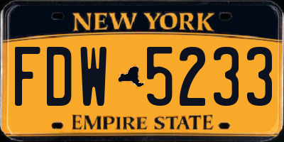 NY license plate FDW5233