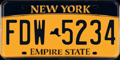 NY license plate FDW5234