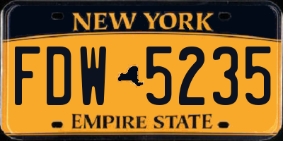 NY license plate FDW5235